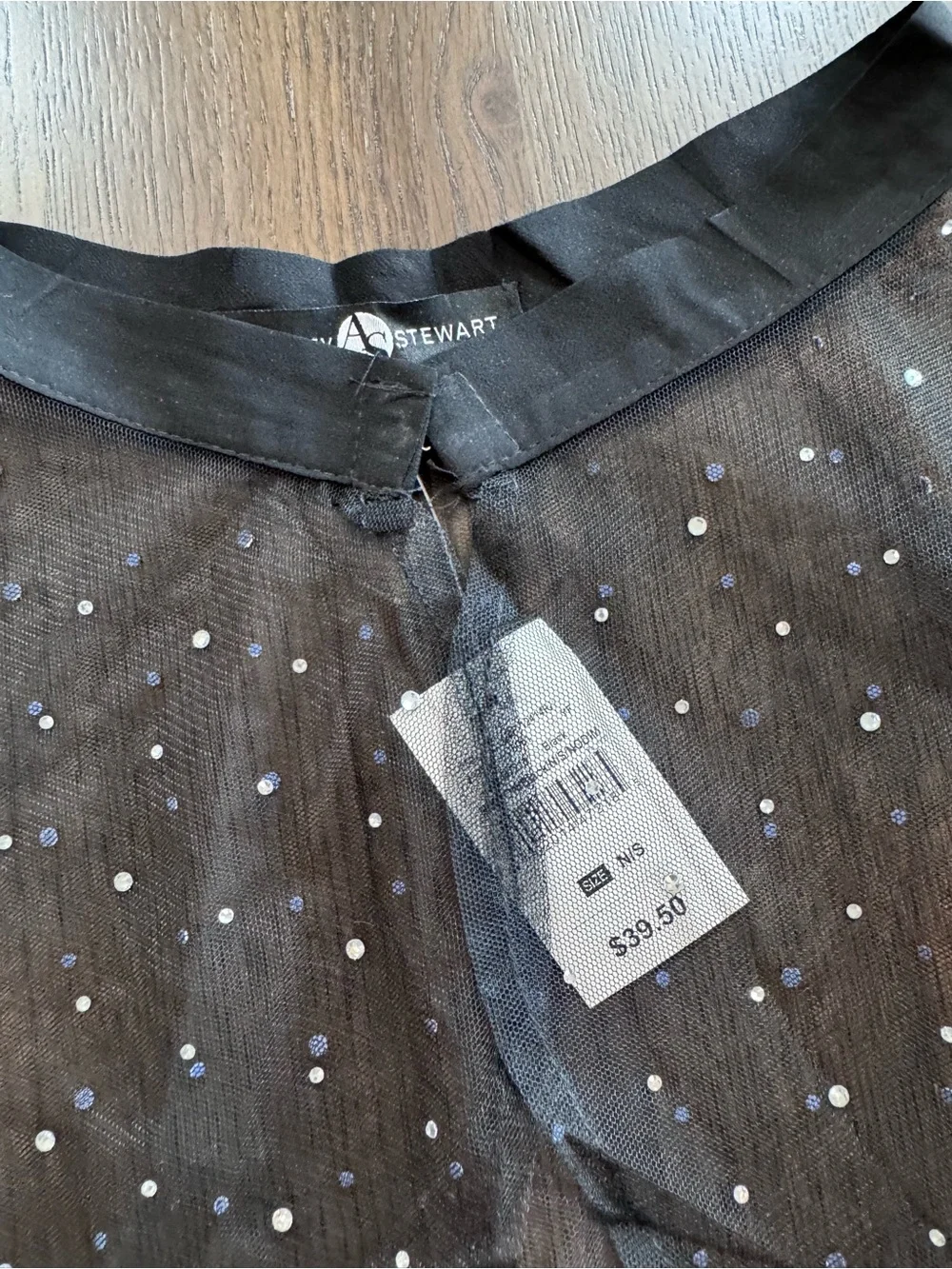 NWT Ashley Stewart Sheer Black Diamond Studded Dance Skirt - One Size